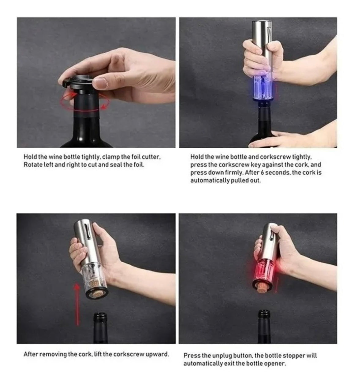 Abridor de Vino Eléctrico Recargable