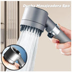 Ducha masajeadora Spa de alta presión en uso con cerdas de silicona para la piel