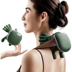 Detalle de rodillos con diseño de manos mecánicas en masajeador cervical ergonómico para cuello