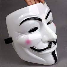 Mascara V de Vendetta Anonymous vista lateral mostrando relieve y sujetador elastico