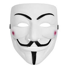 Mascara V de Vendetta Anonymous vista frontal blanca para disfraz de Halloween