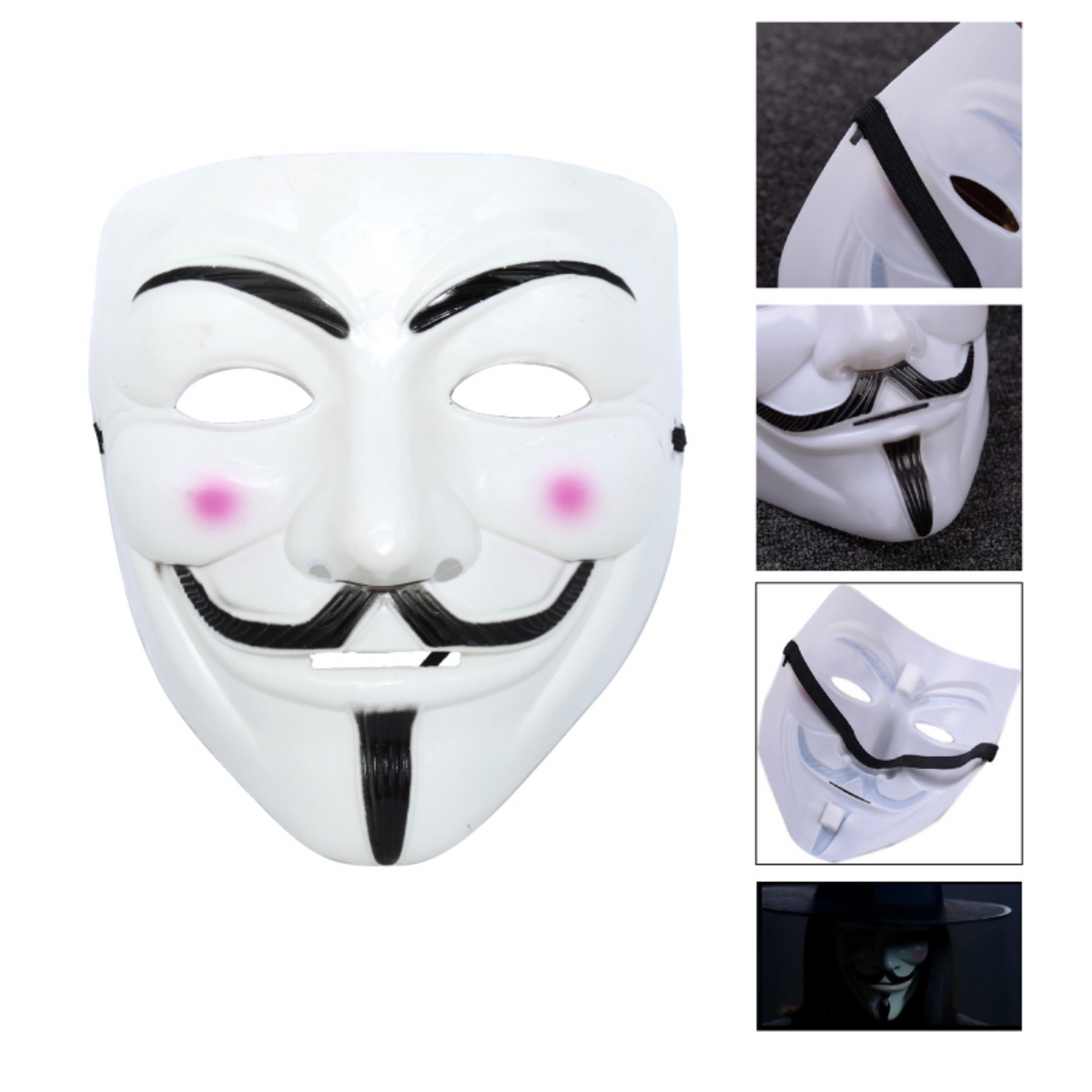 Mascara V de Vendetta Anonymous de plastico con elastico para Halloween y disfraces en Chile