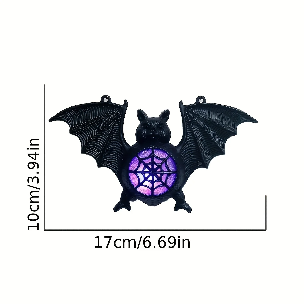 Dimensiones de la lámpara murciélago LED de Halloween: 17 cm de ancho por 10 cm de alto.